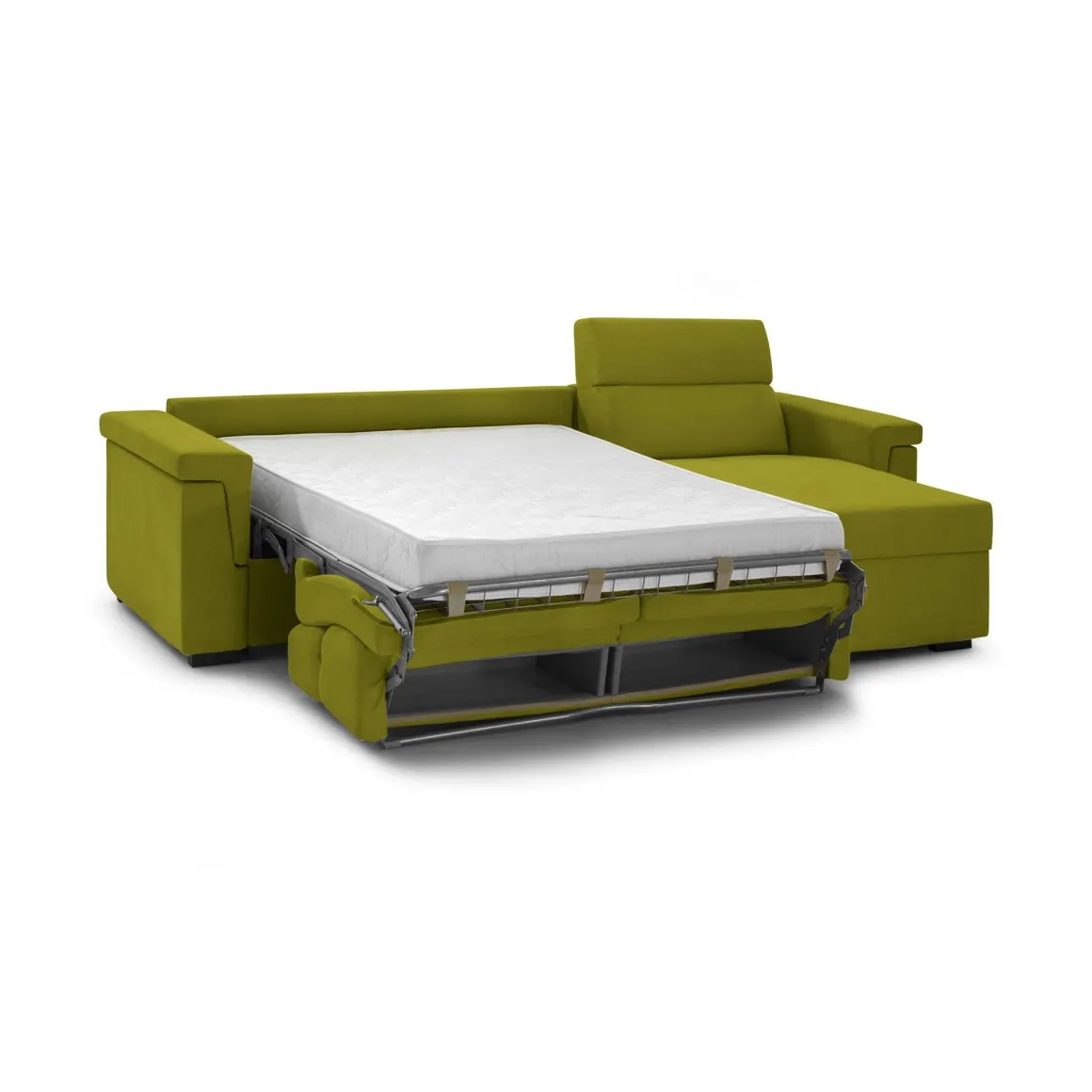 Divani Angolari|Divani Letto Con Penisola > Dmora Divano Letto con Penisola Sfoderabile Contenitore 285x160 cm, Idrorepellente Multiposizione Trasformabile in Letto Made in Italy - Priverno Verde