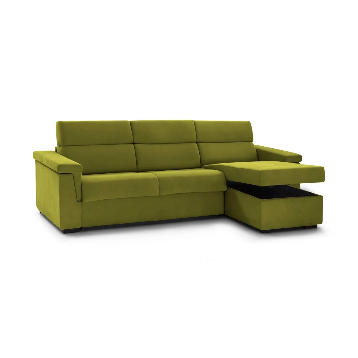 Divani Angolari|Divani Letto Con Penisola > Dmora Divano Letto con Penisola Sfoderabile Contenitore 285x160 cm, Idrorepellente Multiposizione Trasformabile in Letto Made in Italy - Priverno Verde