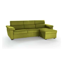 Divano Letto con Penisola Verde Sfoderabile Contenitore 285x160 cm, Idrorepellente Multiposizione Trasformabile in Letto Made in Italy - Tolle