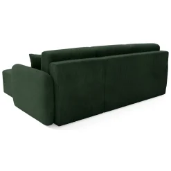 Divano Letto con Penisola Verde bottiglia Contenitore Reversibile 245x185 cm, Reclinabile - Ranco