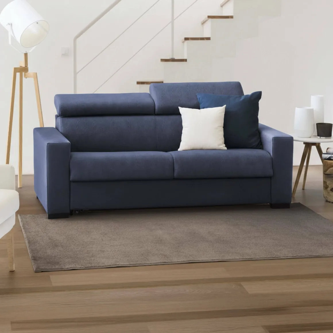 Divano letto con poggiatesta regolabili blu 180x95cm - Aieie