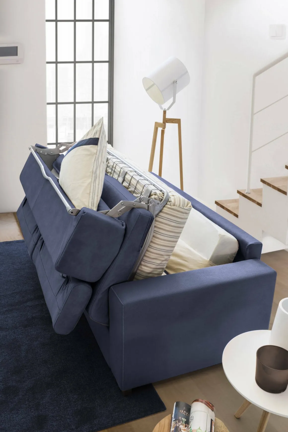 Divano letto con poggiatesta regolabili blu 180x95cm - Aieie