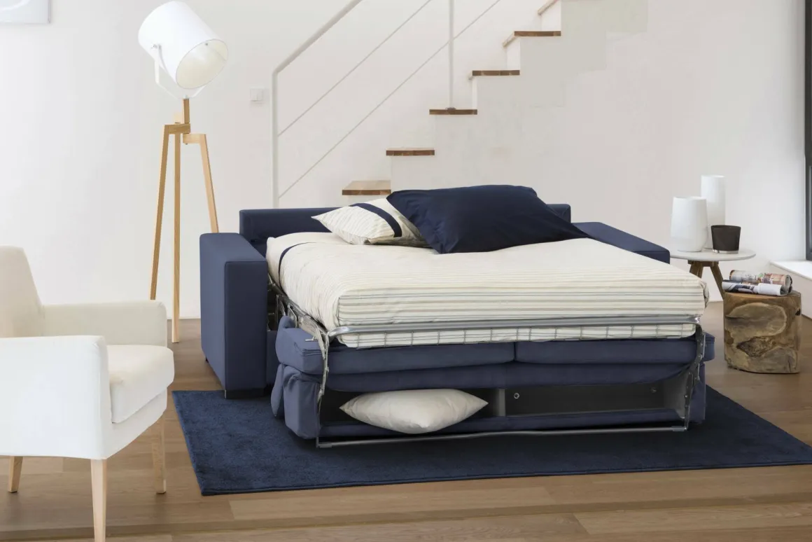 Divano letto con poggiatesta regolabili blu 180x95cm - Aieie
