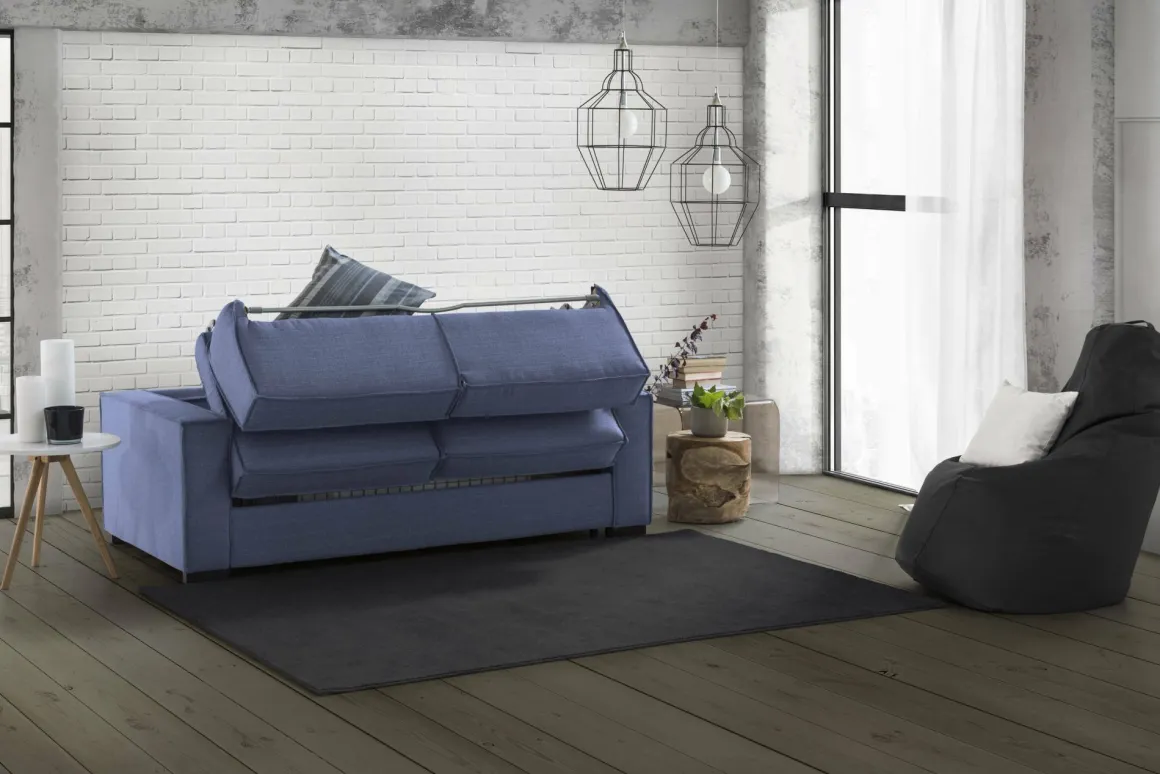 Divano letto contenitore blu 180x95cm - Alano
