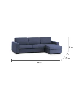 Divani Letto Con Penisola|Salotto > Dmora Divano letto contenitore 280x95cm - Alibabah Blu