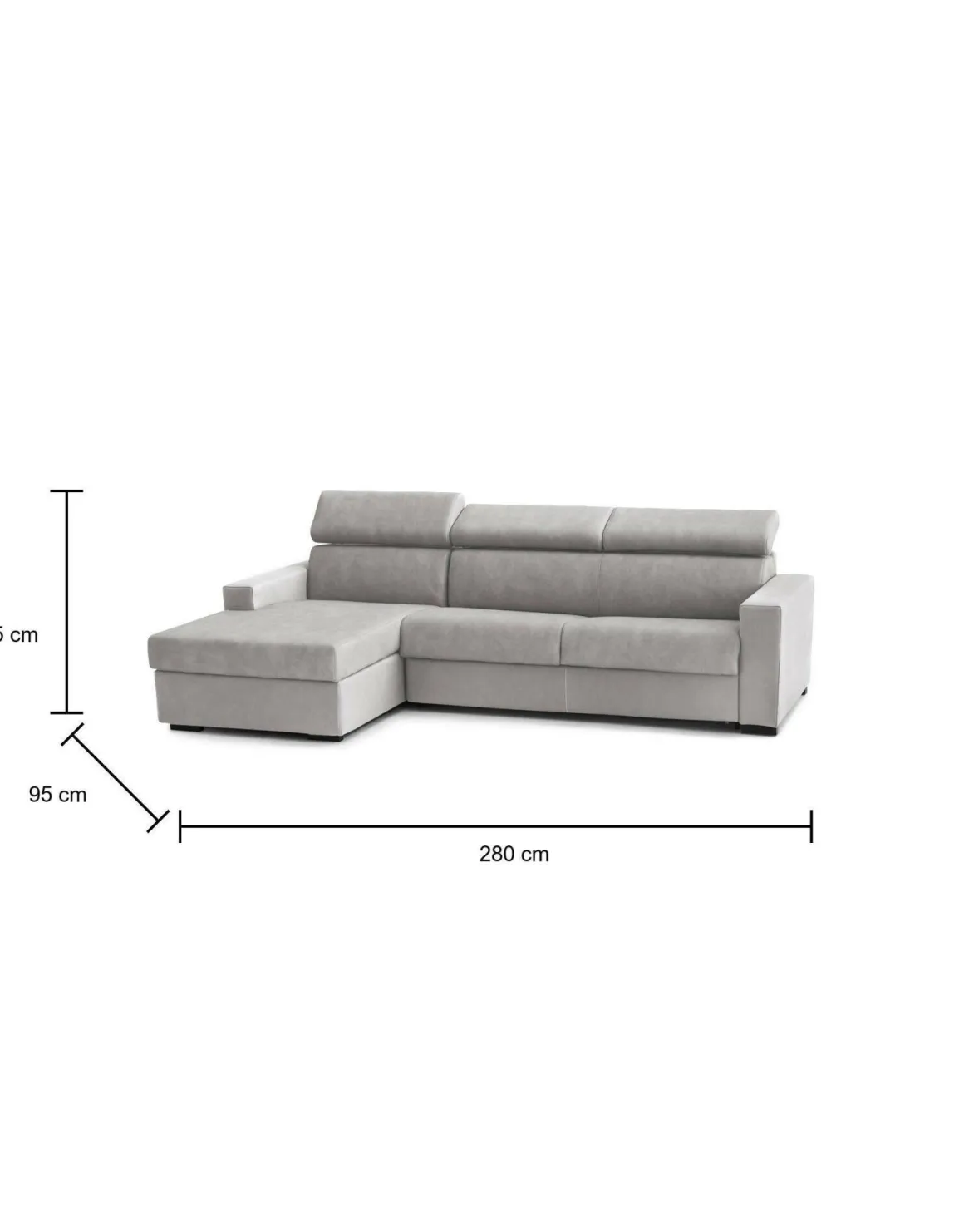 Divano letto contenitore grigio 280x95cm - Alibabah