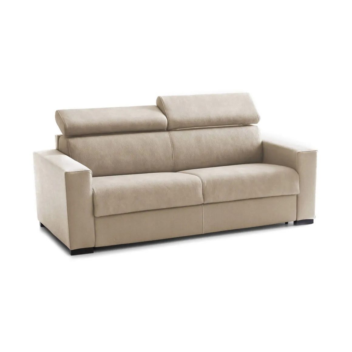 Divano letto contenitore 2 posti 160x95 cm reclinabile con vano contenitore in tessuto sfoderabile beige – Alinia