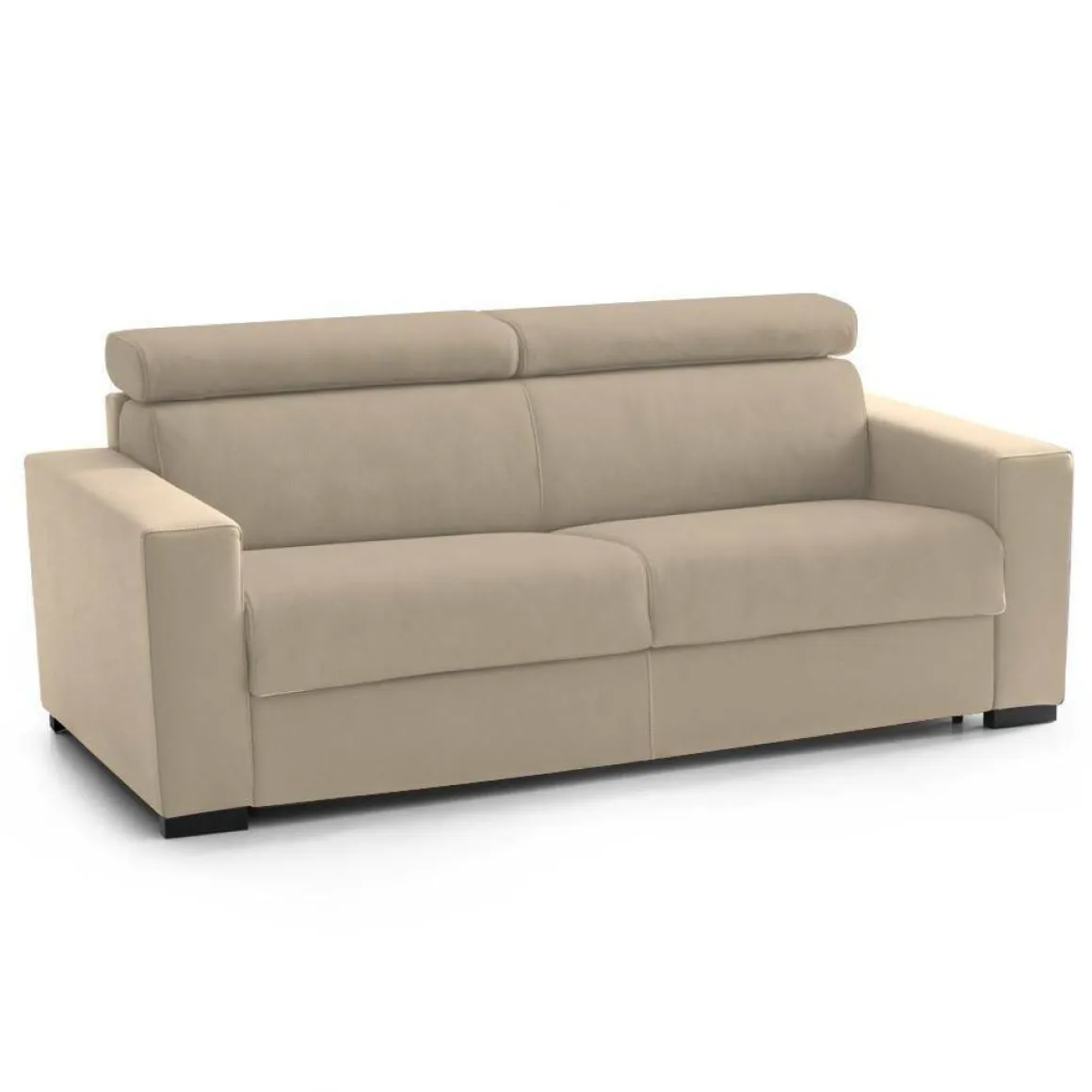 Divano letto contenitore 2 posti 160x95 cm reclinabile con vano contenitore in tessuto sfoderabile beige – Alinia