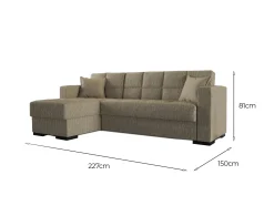 Divani Letto Con Penisola|Salotto > Dmora Divano letto design 227x150cm - Armadillo Beige