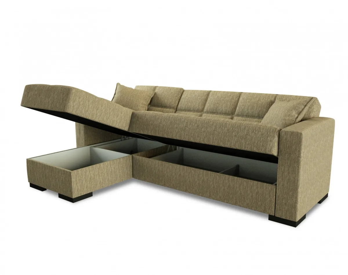 Divani Letto Con Penisola|Salotto > Dmora Divano letto design 227x150cm - Armadillo Beige