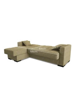 Divani Letto Con Penisola|Salotto > Dmora Divano letto design 227x150cm - Armadillo Beige