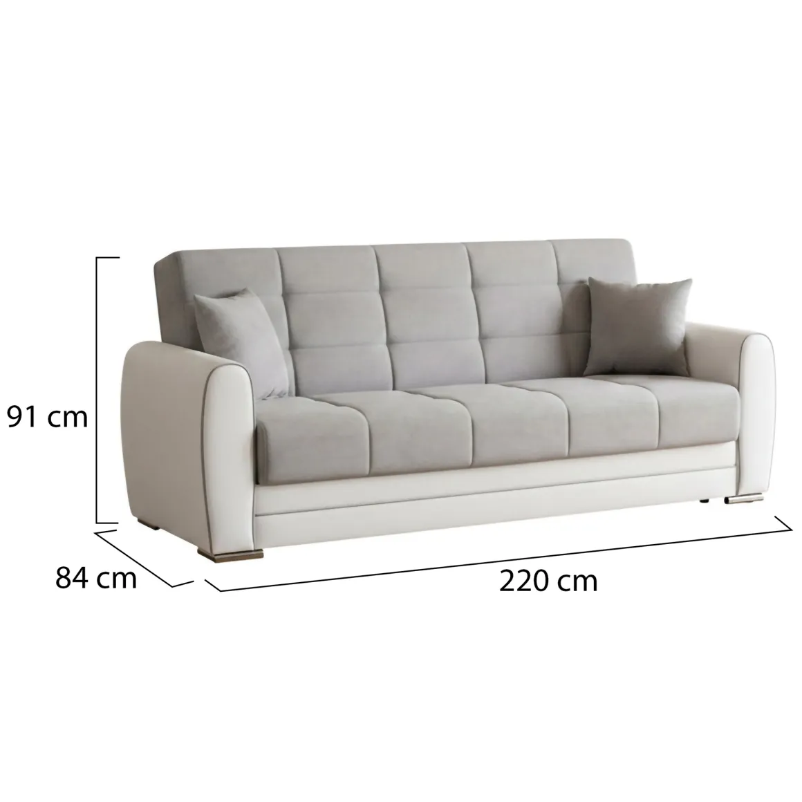 Divano letto design bianco e grigio 220x84cm - Dike