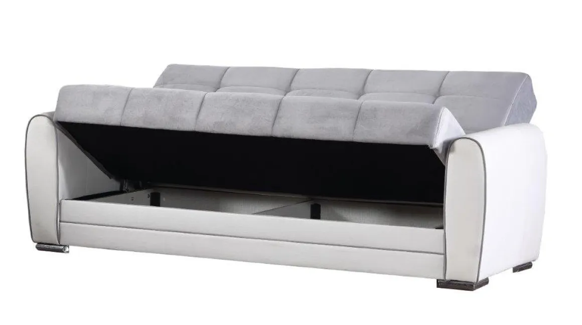 Divano letto design bianco e grigio 220x84cm - Dike