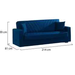 Divani Letto 3 Posti|Salotto > Dmora Divano letto design 214x81cm - Adda Blu