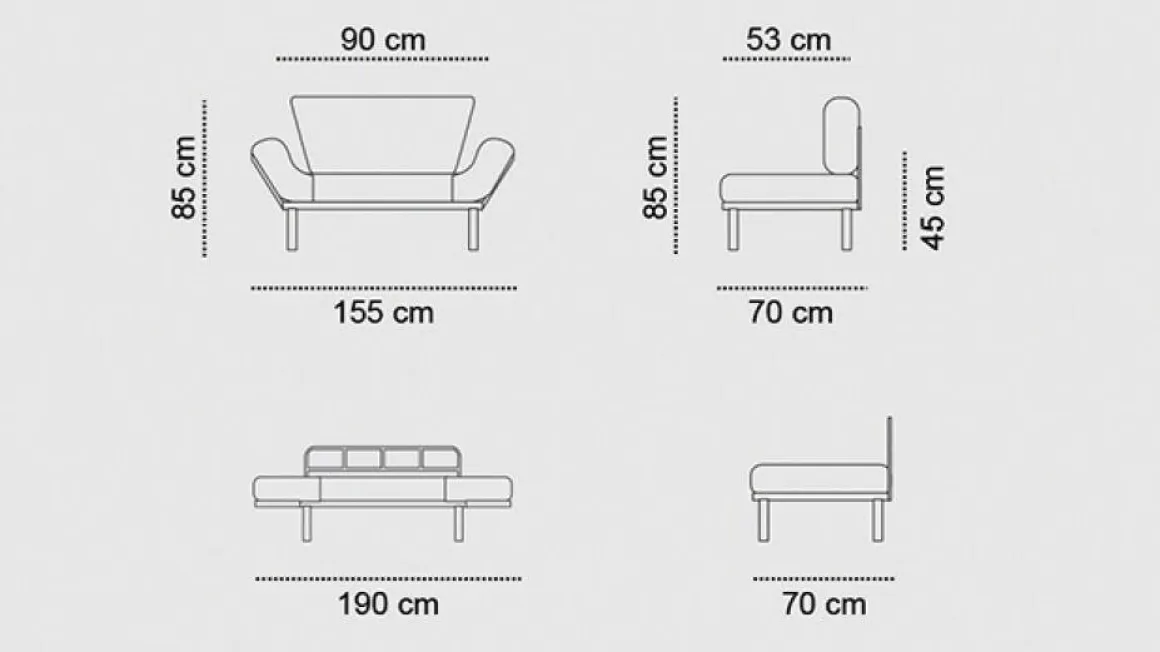 Divano letto design crema 155x70cm - Guchol