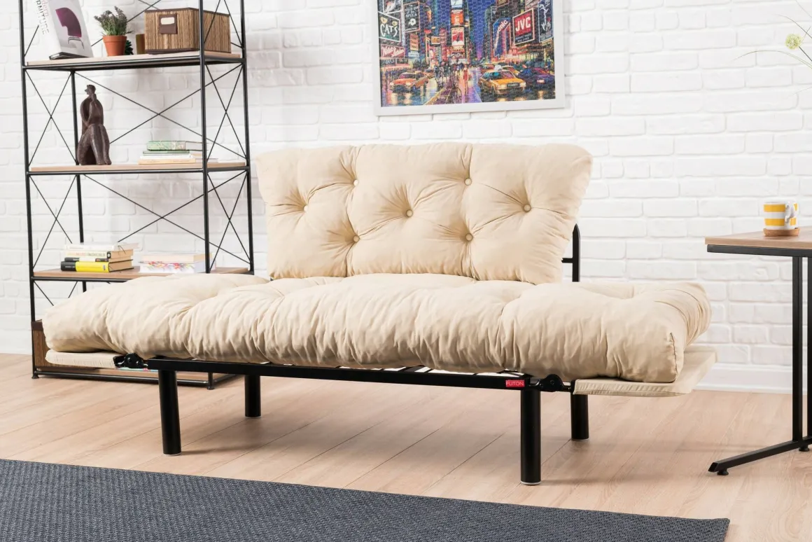 Divano letto design crema 155x70cm - Guchol