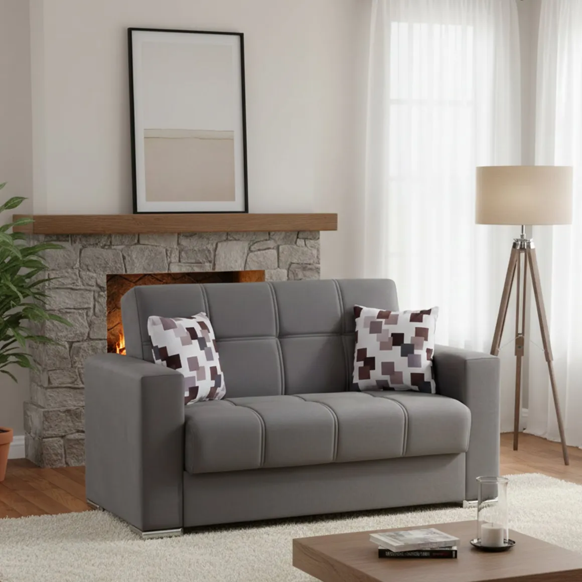 Divano letto design grigio 160x85cm - Anikide