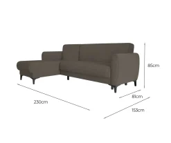 Divani Letto Con Penisola|Salotto > Dmora Divano letto design 230x153cm - Aber Marrone