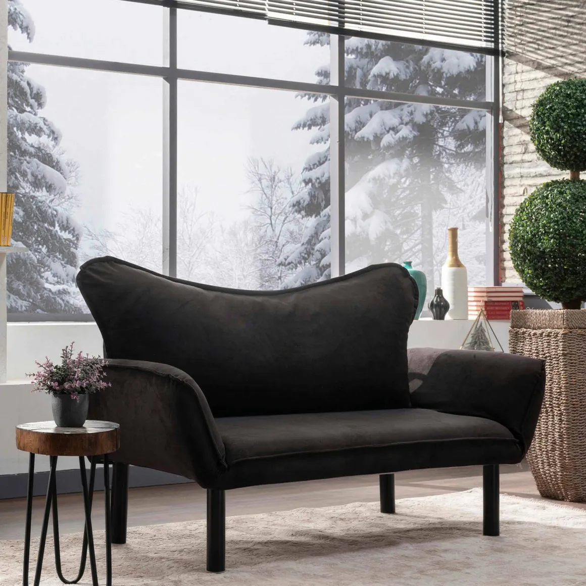 Divano letto design nero 140x65cm - Hone