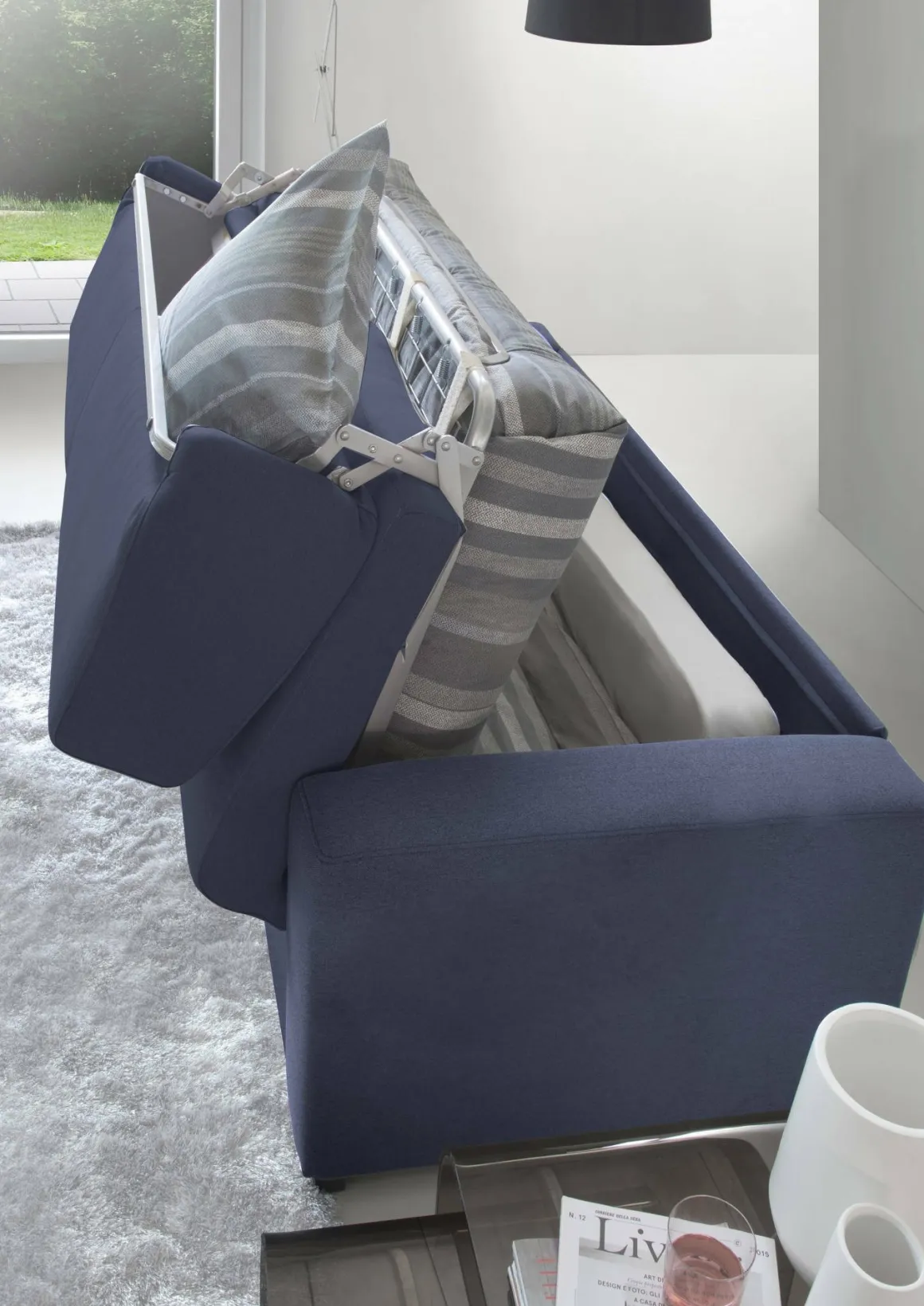 Divano letto due piazze blu 180x95cm - Asimi