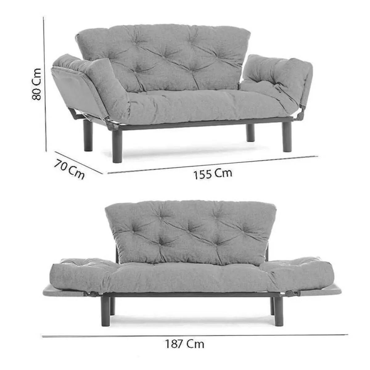 Divani Letto 2 Posti|Divano Contenitore Letto > Dmora Divano letto economico 155x70cm - Guchol Rosso