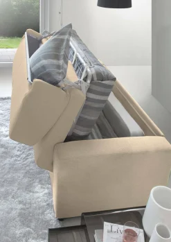 Divano letto imbottito in tessuto beige 200x95cm - Zinnia