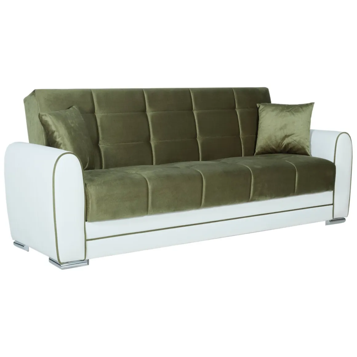 Divano letto in legno bianco e verde 220x84cm - Dike