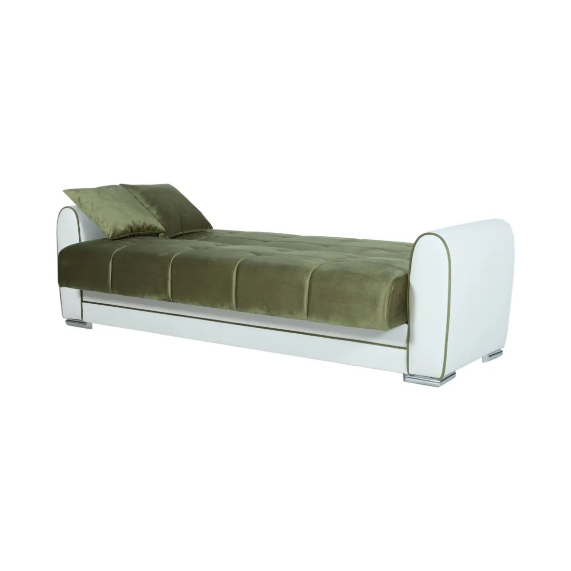 Divano letto in legno bianco e verde 220x84cm - Dike