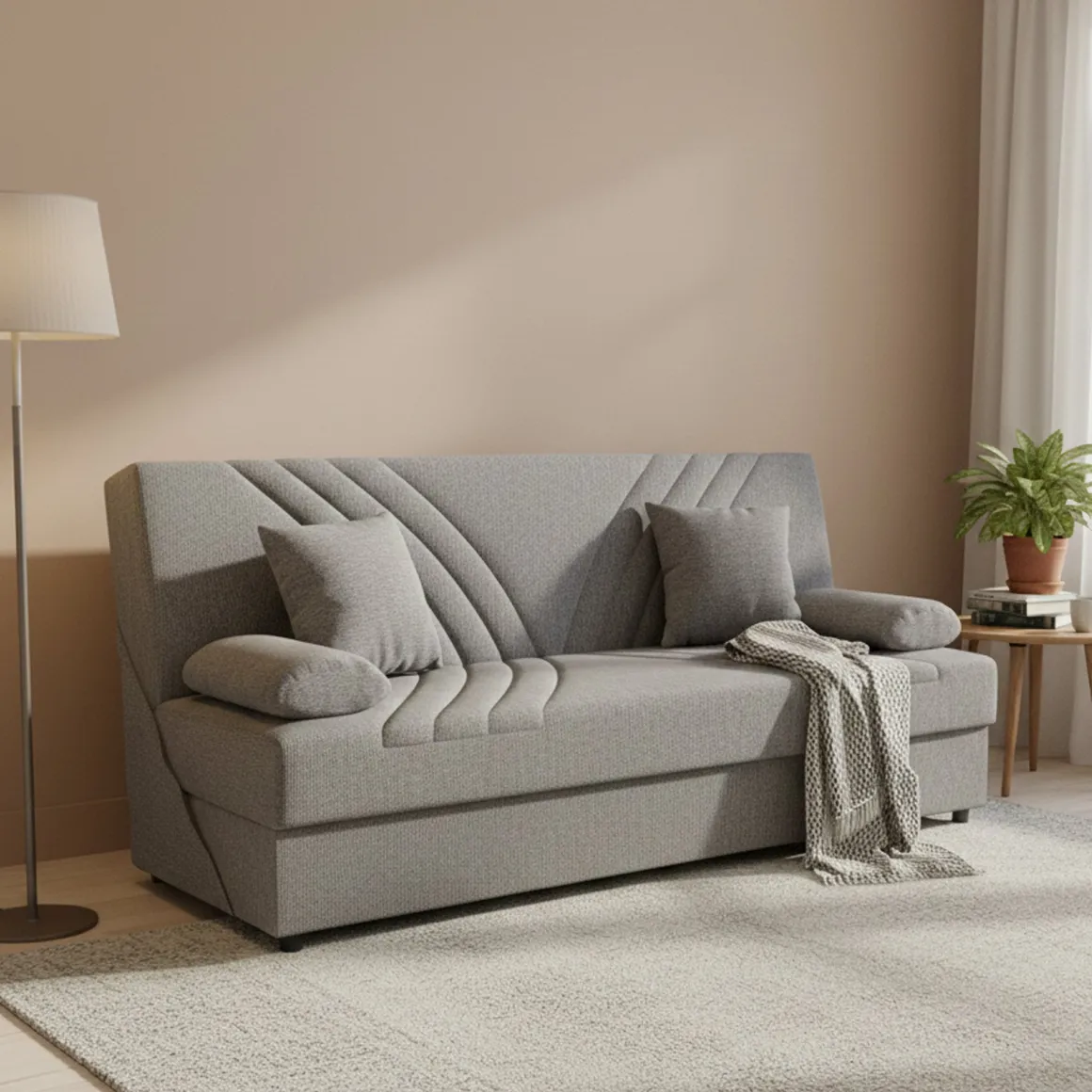 Divani Letto 3 Posti|Salotto > Dmora Divano letto in legno 190x70cm - Aza Grigio