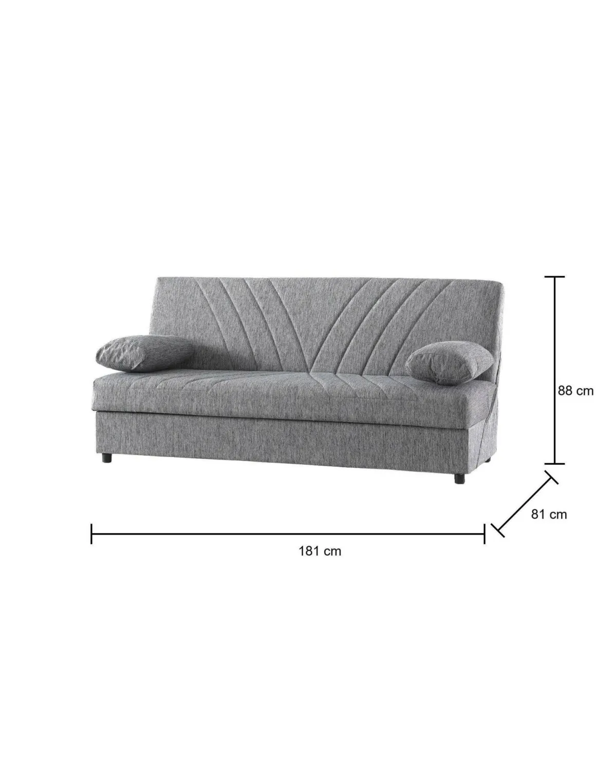 Divani Letto 3 Posti|Salotto > Dmora Divano letto in legno 190x70cm - Aza Grigio