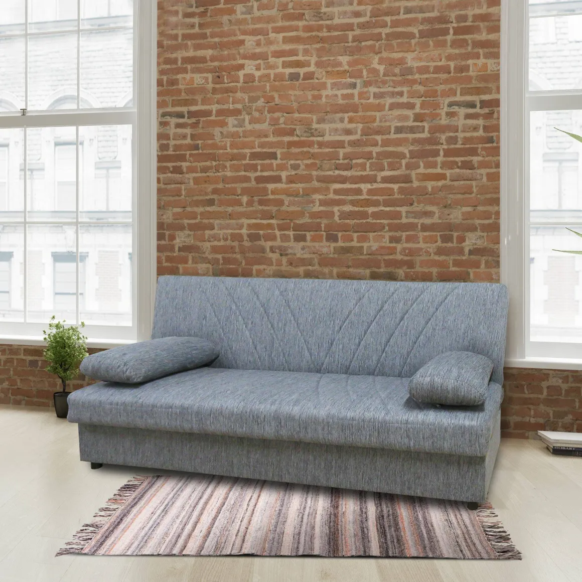 Divani Letto 3 Posti|Salotto > Dmora Divano letto in legno 190x70cm - Aza Grigio