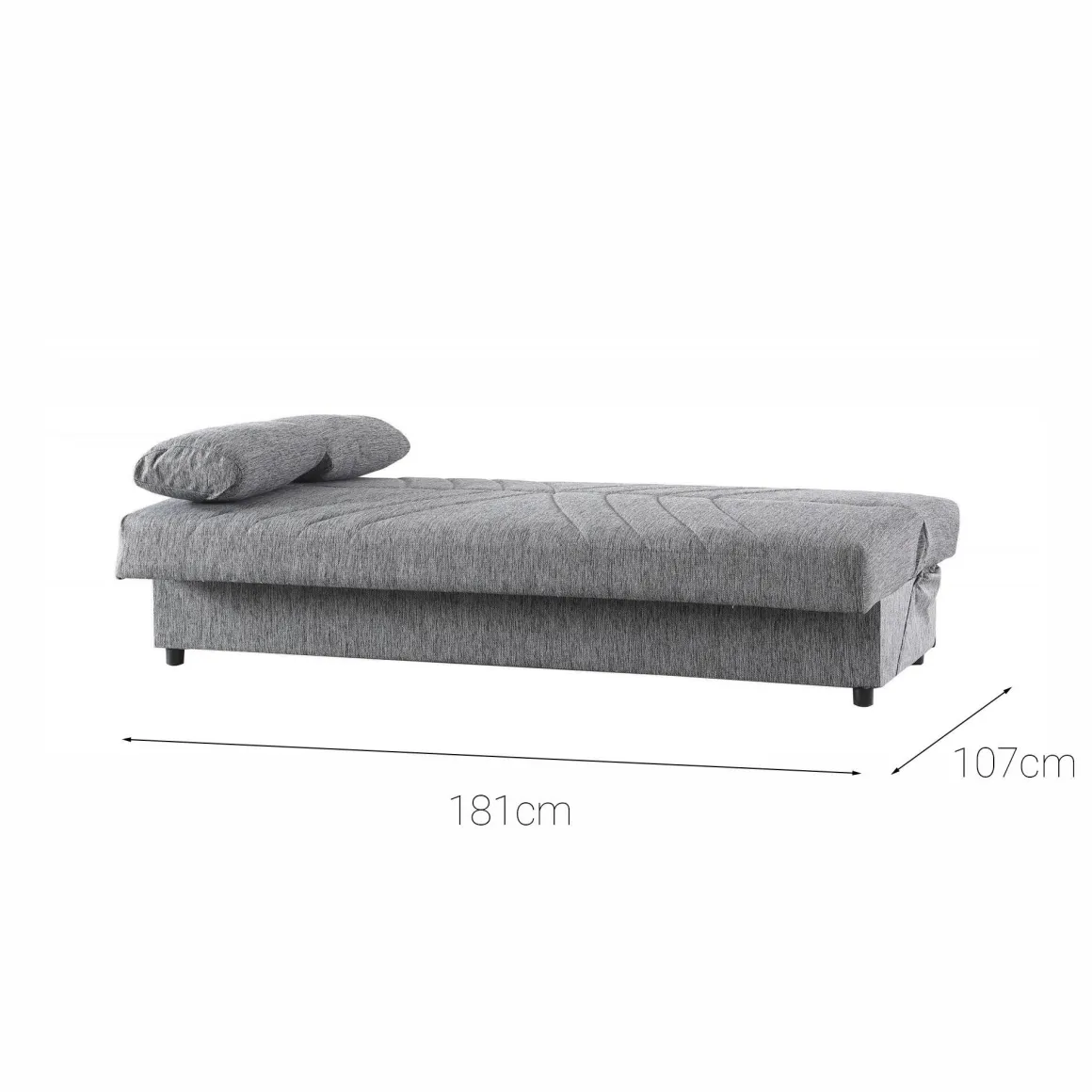 Divani Letto 3 Posti|Salotto > Dmora Divano letto in legno 190x70cm - Aza Grigio