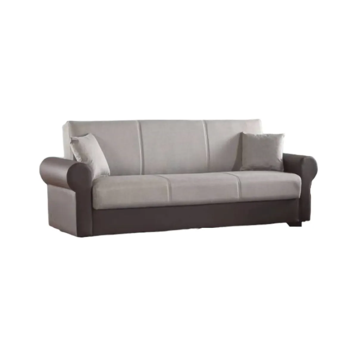 Salotto > Dmora Divano letto in legno marrone e grigio 233x84cm - Barbiano Grigio, Marrone