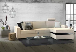 Divano letto in legno massello beige 280x95cm - Achico