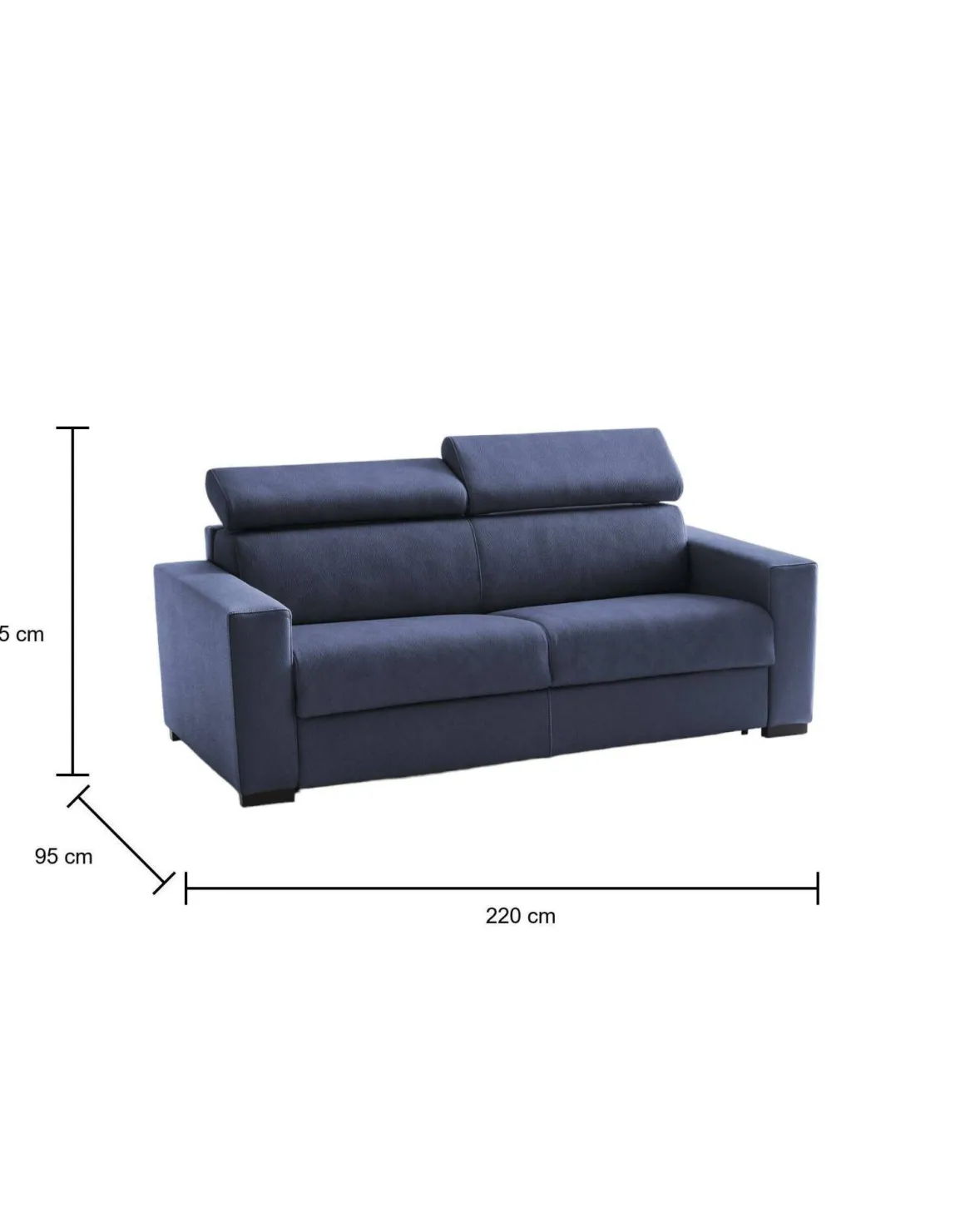 Divani Letto Con Penisola|Salotto > Dmora Divano letto in legno massello 260x95cm - Albenga Blu
