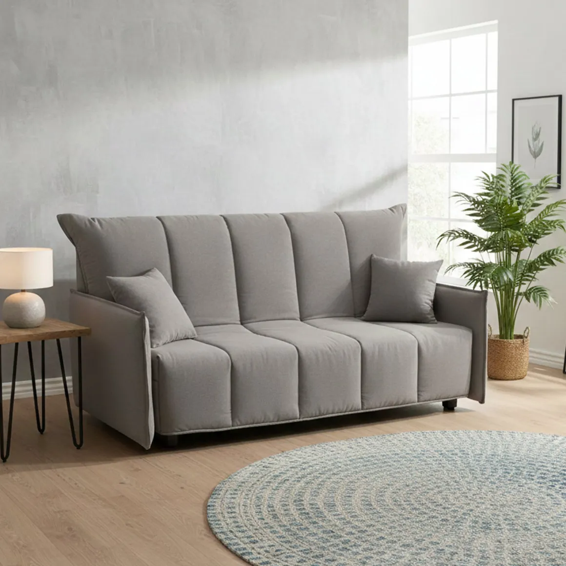 Divano letto in legno massello grigio 190x90cm - Ardis