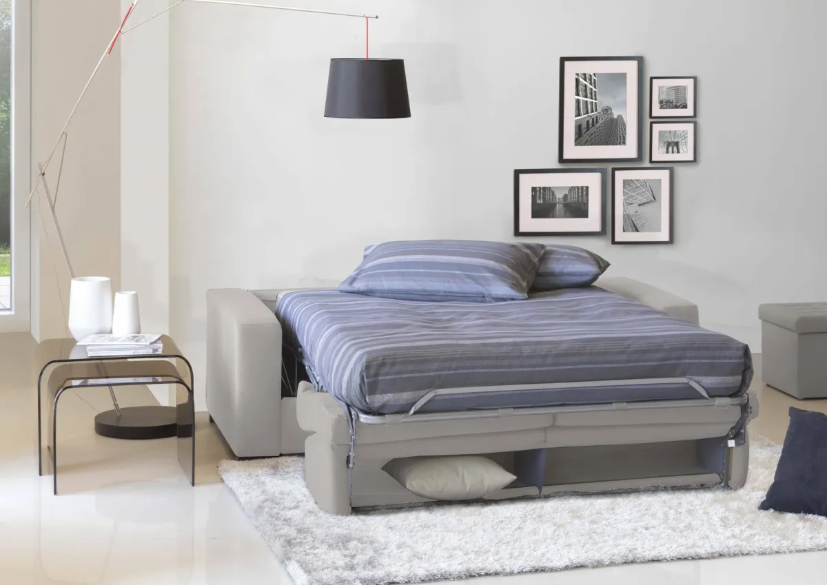 Divani Letto 2 Posti|Salotto > Dmora Divano letto in legno massello 200x95cm - Andymion Grigio