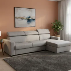Divano letto in legno massello grigio 260x95cm - Alibella