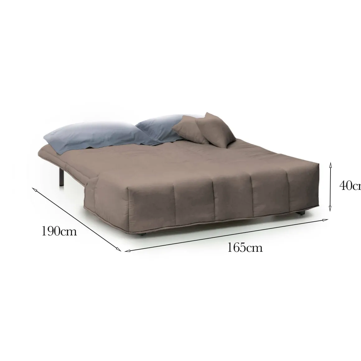 Divano letto in legno massello tortora 165x90cm - Antal