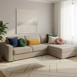 Divano letto in legno massello tortora 280x95cm - Achico