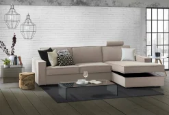 Divano letto in legno massello tortora 280x95cm - Achico