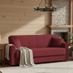 Divani Letto 3 Posti|Salotto > Dmora Divano letto in legno 212x80cm - Ambrogino Rosso