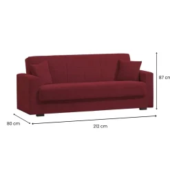 Divani Letto 3 Posti|Salotto > Dmora Divano letto in legno 212x80cm - Ambrogino Rosso