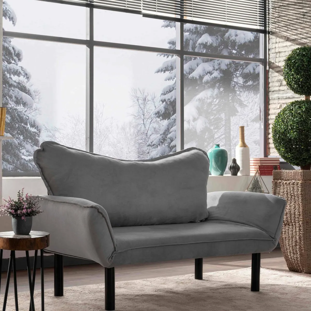 Divani Letto 2 Posti|Divano Contenitore Letto > Dmora Divano letto in metallo 140x65cm - Hone Grigio