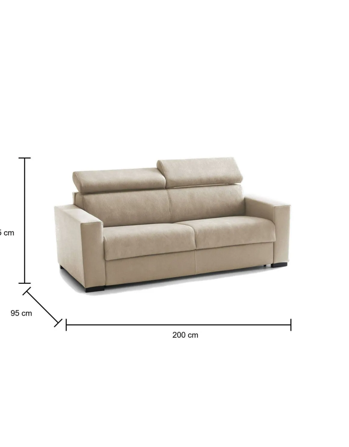 Divano letto in tessuto beige 200x95cm - Amalfi