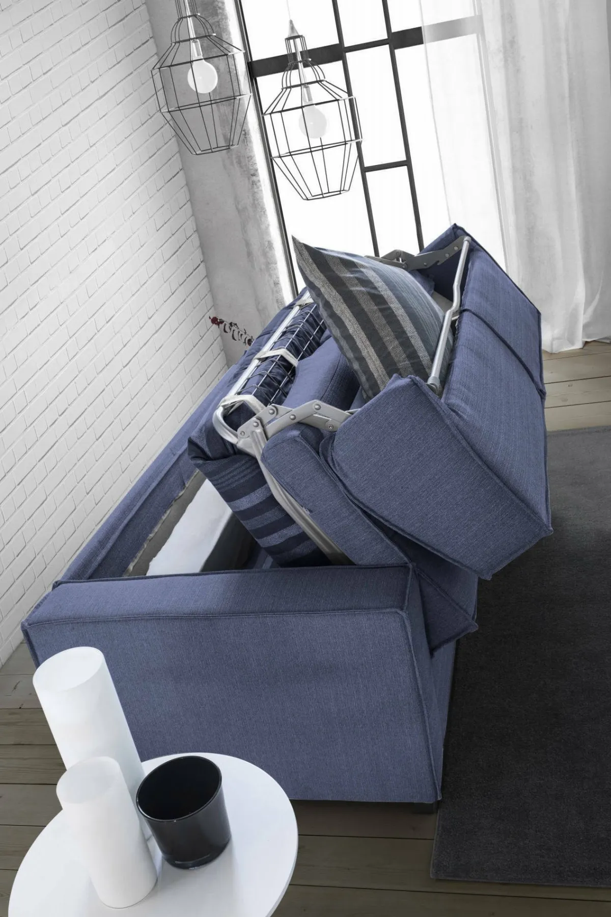 Divani Letto 2 Posti|Salotto > Dmora Divano letto in tessuto 180x95cm - Alisa Blu