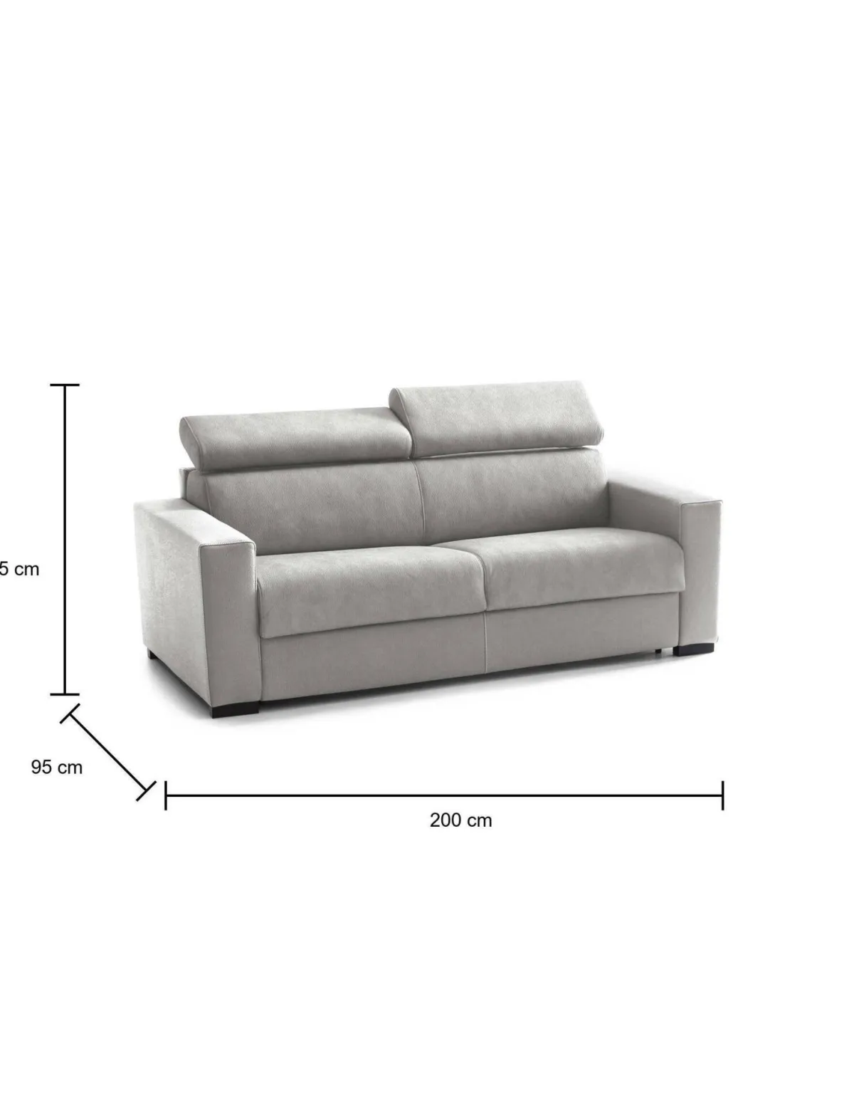 Divani Letto 2 Posti|Salotto > Dmora Divano letto in tessuto 200x95cm - Amalfi Grigio