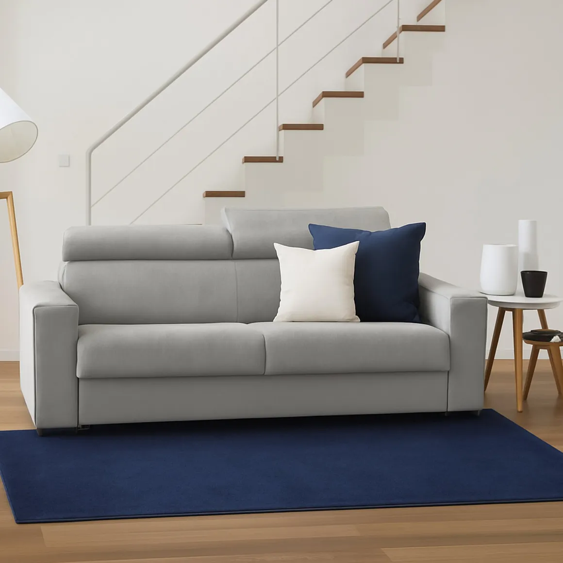 Divano letto in tessuto grigio 220x95cm - Action