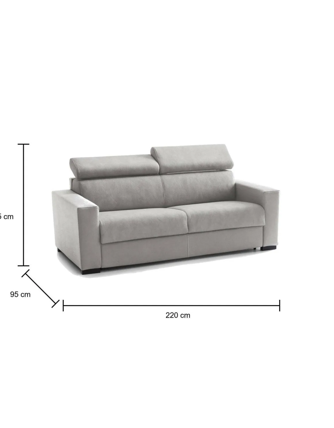 Divano letto in tessuto grigio 220x95cm - Action