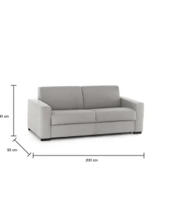 Divano letto lavabile grigio 200x95cm - Zinnia